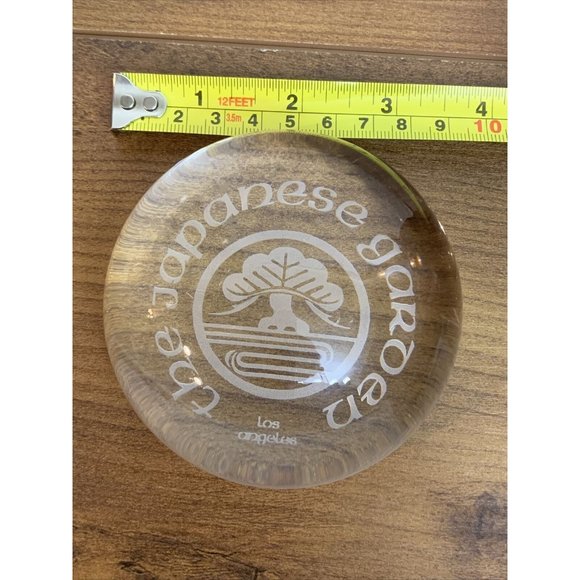 The Japanese Garden Los Angeles paperweight clear etched 3.5” 1.25 Lbs Souvenir - Picture 7 of 8